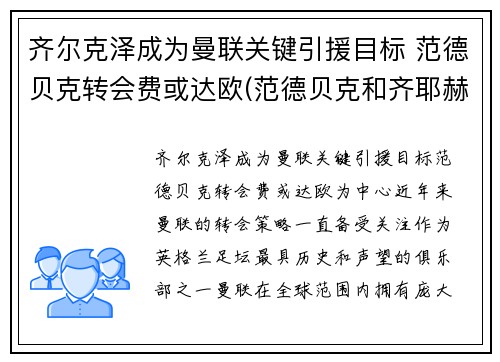 齐尔克泽成为曼联关键引援目标 范德贝克转会费或达欧(范德贝克和齐耶赫谁厉害)